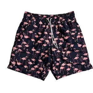 Old Navy Black and Pink Flamingo Swim Trunks
